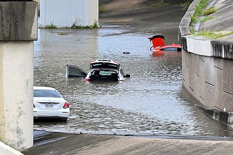 Flooded Downtown Houston after Beryl dumped heavy rains